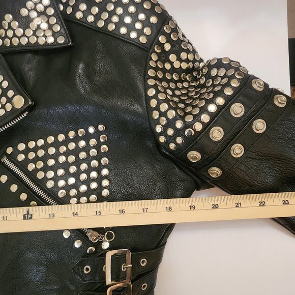 Vintage 1980s Vanguard Studded Leather Biker Jacket Women’s Medium Cropped - Picture 5 of 16